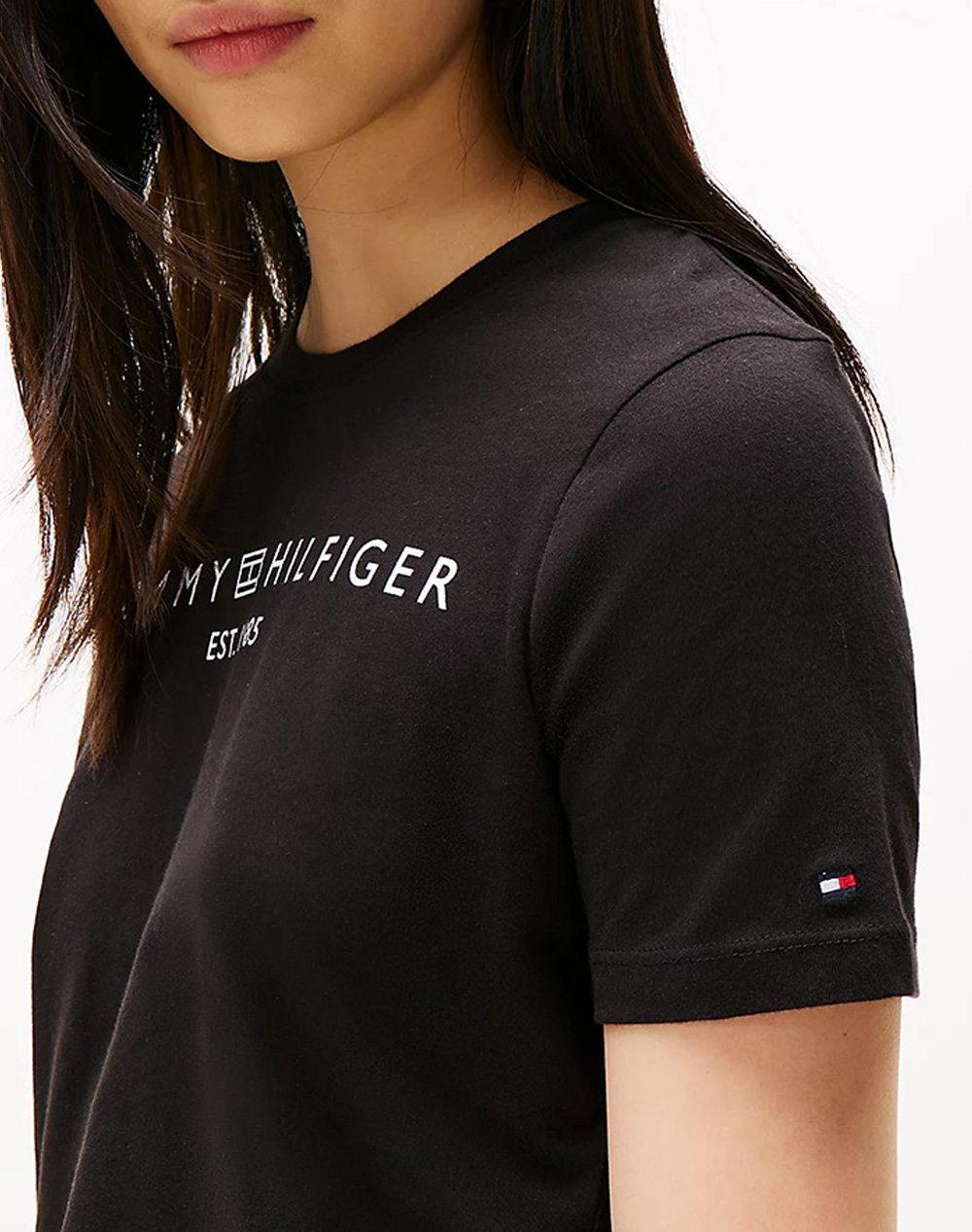 Tommy Hilfiger Reg Corp Logo C-Nk Ss Ww0Ww40276-Bds Black Γυναικεία ρούχα μπλούζες Τ-Shirt Politikos Shop Πολιτικός