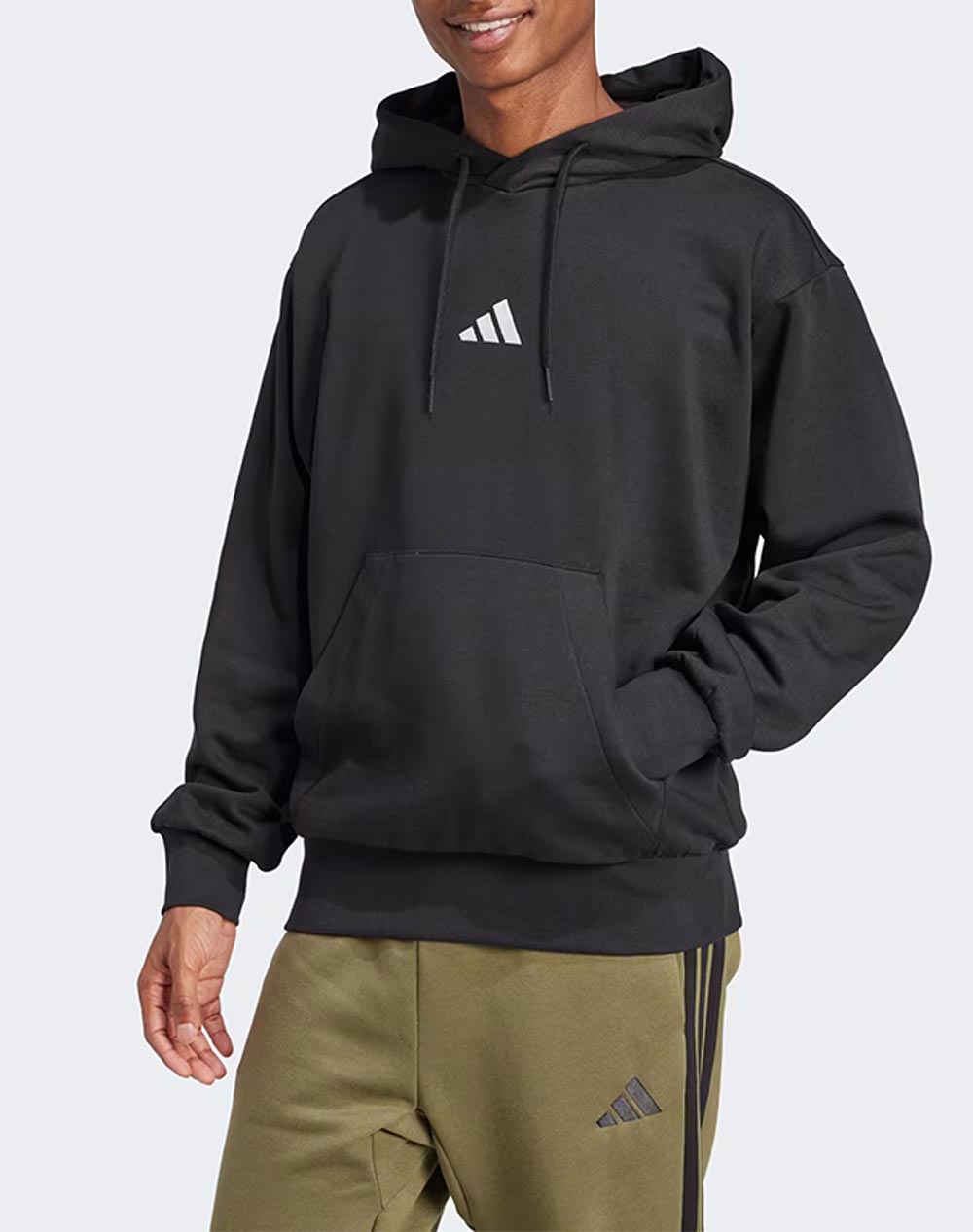 Adidas Ανδρική Μπλούζα Φούτερ Μακρυμάνικη Μαύρο Βαμβάκι Ανακυκλωμένος Πολυεστέρας