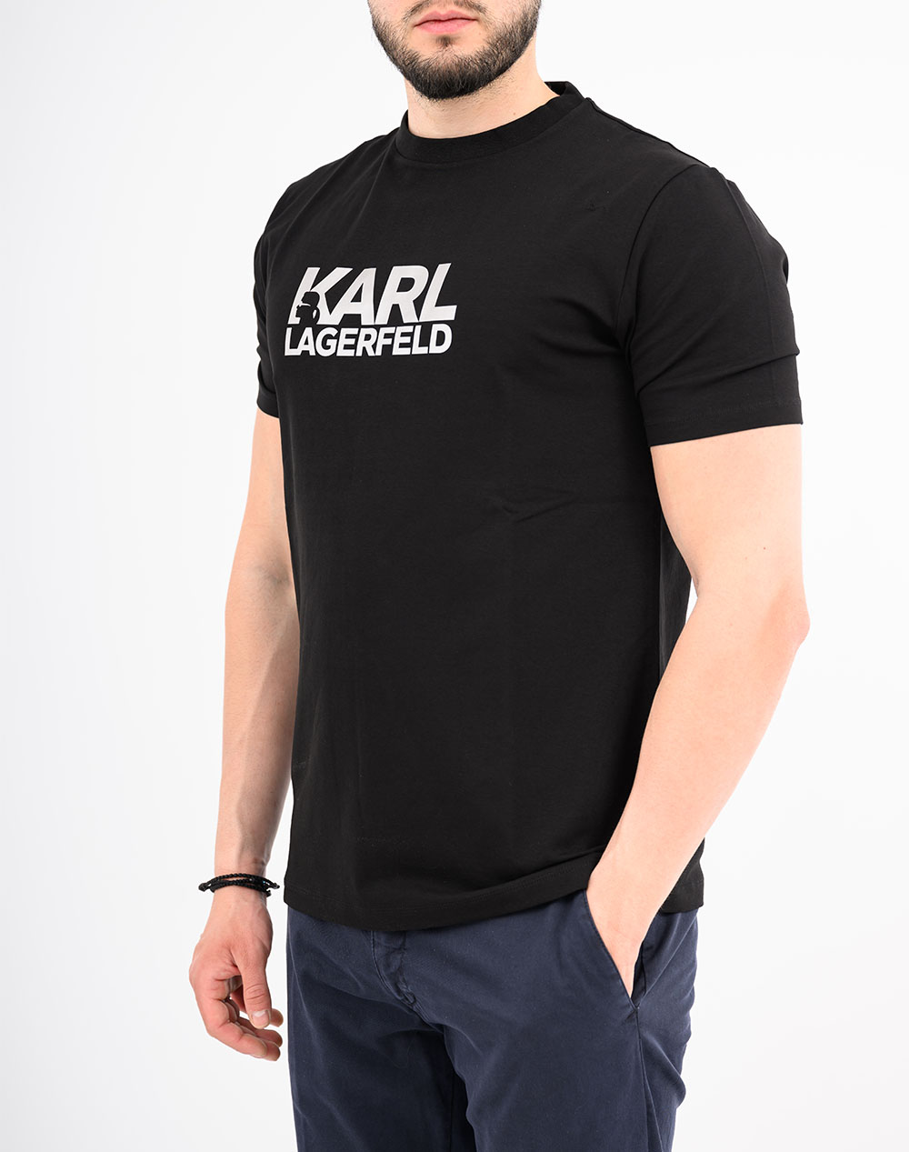 Karl Lagerfeld T-Shirt Crewneck Nos 755780-500235-910-910 Jetblack ανδρικά ρούχα μπλούζες Politikos Shop Πολιτικός