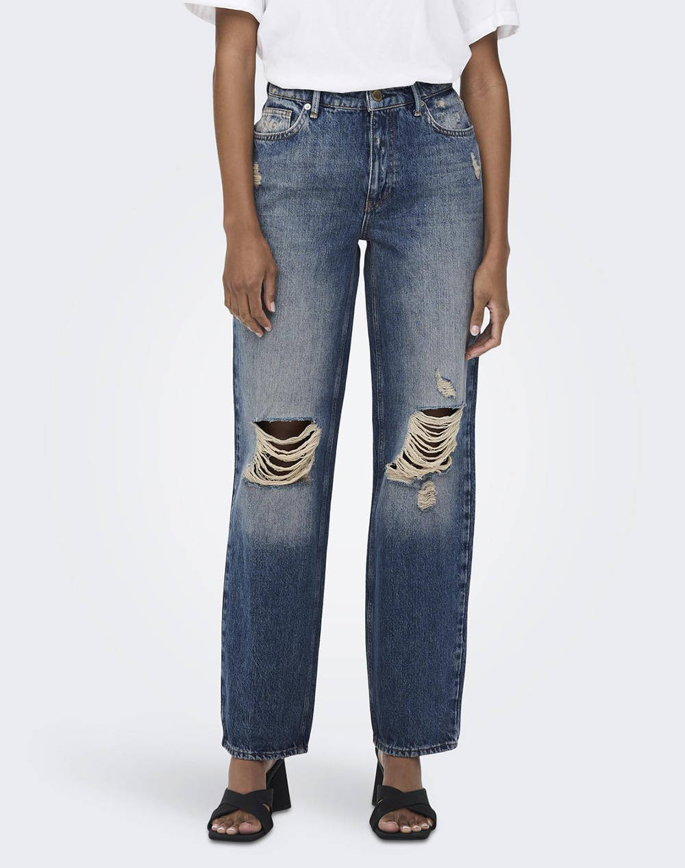 ONLY ONLY ONLDEBBIE REG DAD STR TAPERED V JNS REA 15266532-Medium Blue Denim DenimBlue