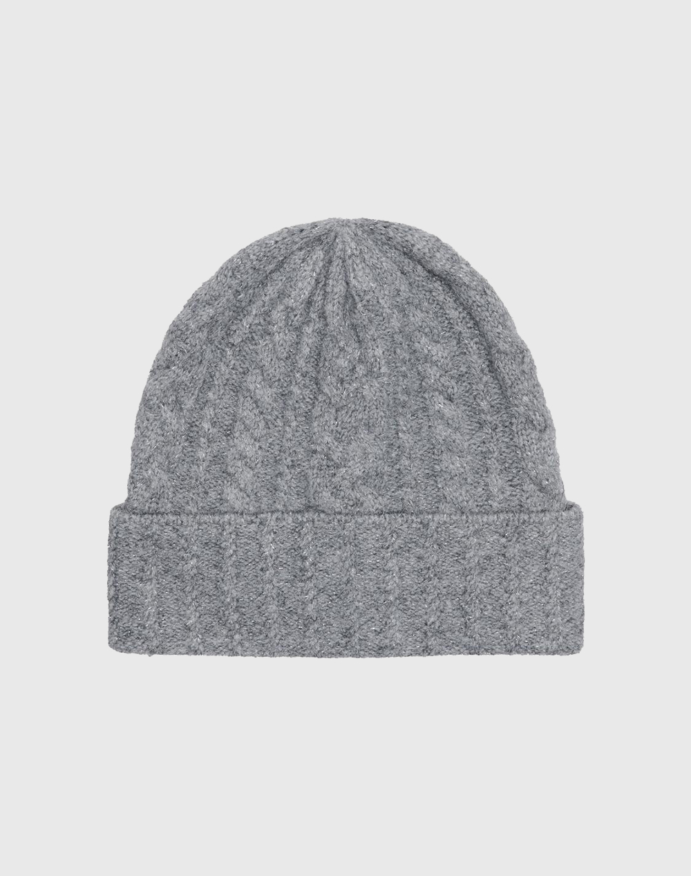 ONLY ONLSALLY LIFE CABLE LUREX KNIT BEANIE CC 15297986-Light Grey Melange LightGray