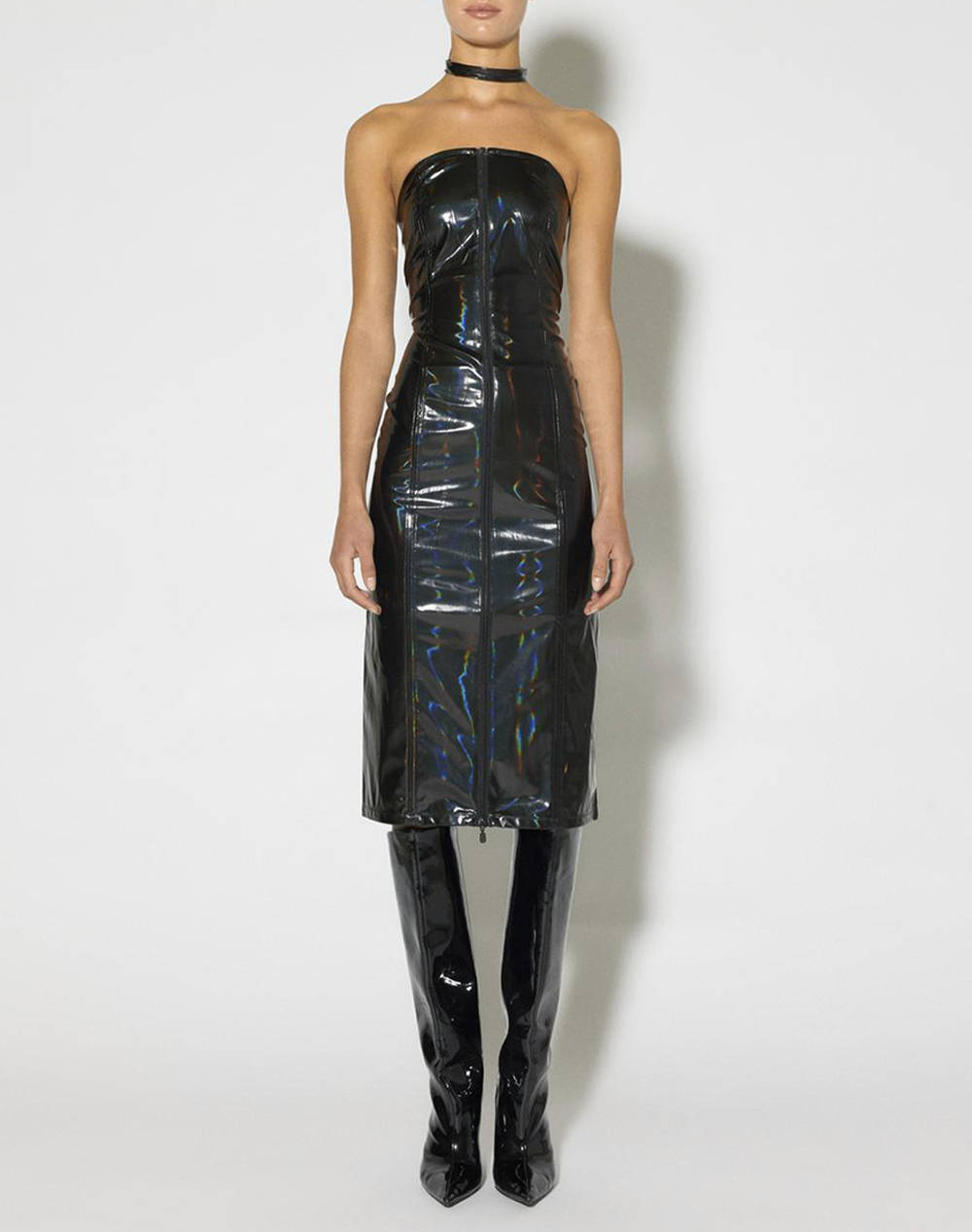 SOMETHINGNEW SOMETHING SNKIM OFF SHOULDER TIGHT CALF DRESS- MCH 10294522-BLACK Black