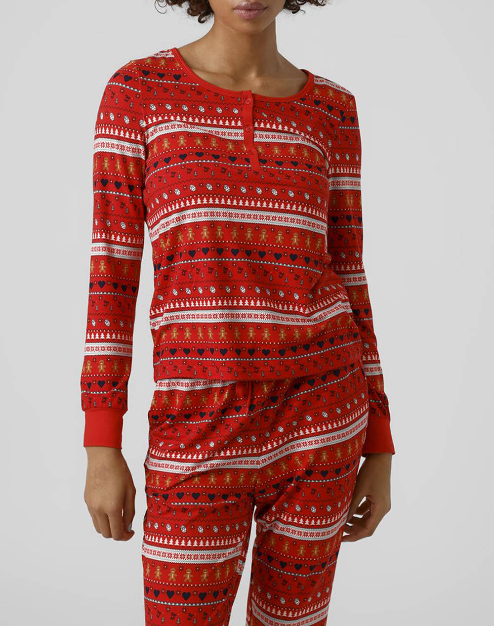 VERO MODA VERO MODA VMXMAS NEW LS BUTTON TOP JRS 10257409-High Risk Red Red