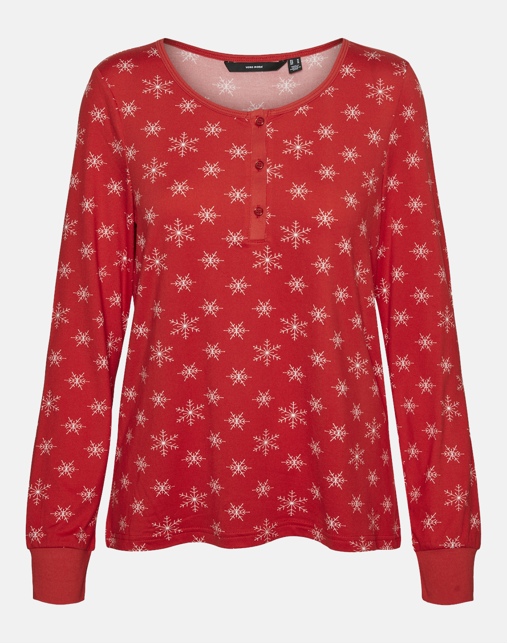 VERO MODA VMXMAS NEW LS BUTTON TOP JRS REPEAT 10296598-High Risk Red Red