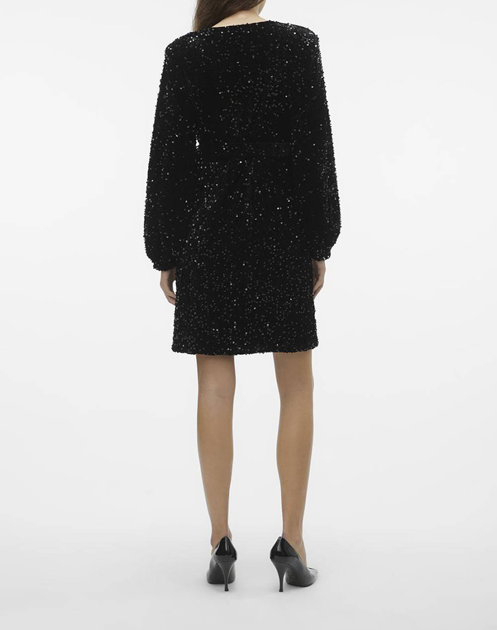 VERO MODA VMBELLA LS WRAP SHORT DRESS JRS 10298493-Black Black φωτογραφία