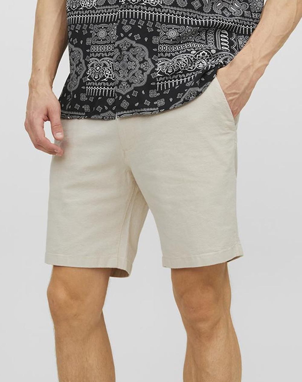 JACK&JONES JACK&JONES JPSTPALMA JJLINEN SHORTS DEK SN 12229988-Moonbeam Ecru