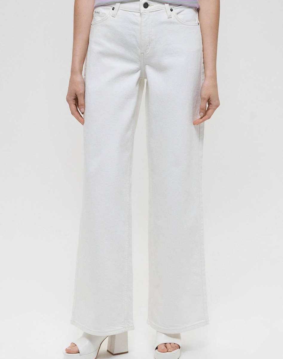 GUESS JEANS GJ G11 WIDE LEG - ECO REGEN CO AGATE STR WHITE ΠΑΝΤΕΛΟΝΙ ΓΥΝΑΙΚΕΙΟ