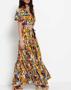 All over printed maxi skirt with elasticated waist
