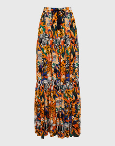 FUNKY BUDDHA Μάξι φούστα με all over τύπωμα και ελαστική μέση