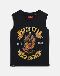 SUPERDRY D2 OVIN TATTOO RHINESTONE FITTED TANK WOMENS TOP